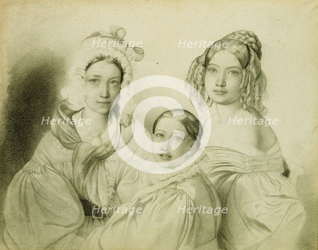 Portrait of Countesses Praskovia, Nadezhda and Maria Vyazemsky, 1835. Artist: Bruni, Fyodor Antonovich (1800-1875)