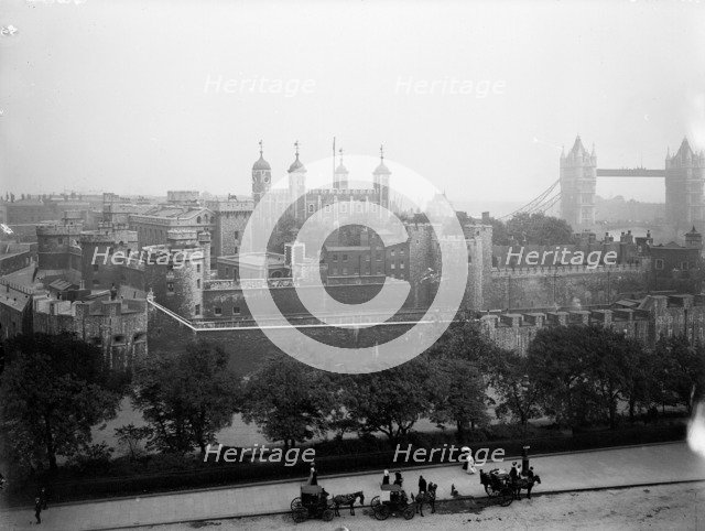 Tower of London as seen from Tower Hill, c1900. Artist: Unknown
