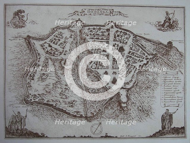 Map of Poltava in the early 18th-century. Artist: Anonymous  