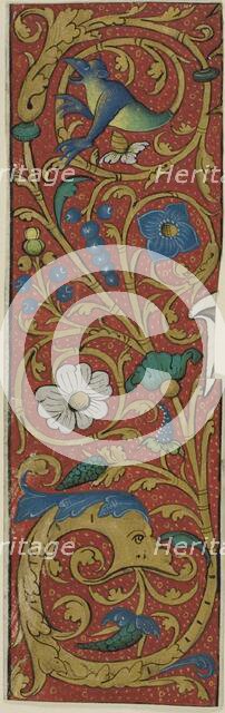 Illuminated Border with Grotesques and Flora from a Manuscript, 15th or early 16th century. Creator: Unknown.