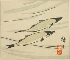 Trout, section of a harimaze sheet, 1858. Creator: Ando Hiroshige.