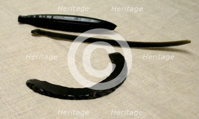 Obsidian Core, Blade, and Curved Neckpiece, c. A.D. 300. Creator: Unknown.