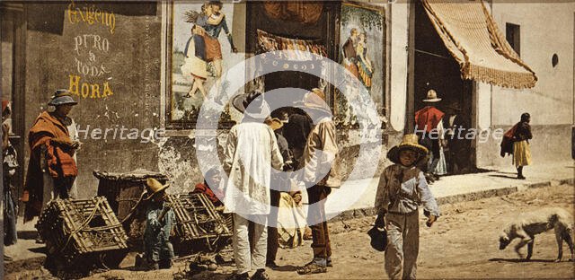 Mexico, a pulque shop, Tacubaya, between 1884 and 1900. Creator: William H. Jackson.