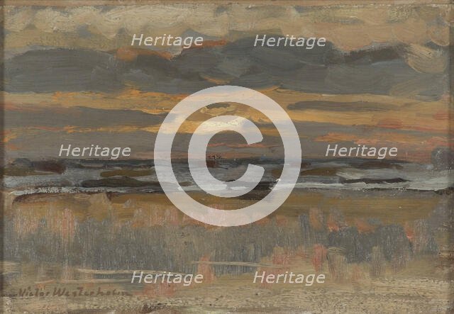 The sun sets on a cloud at the seaside, 1882. Creator: Victor Westerholm.