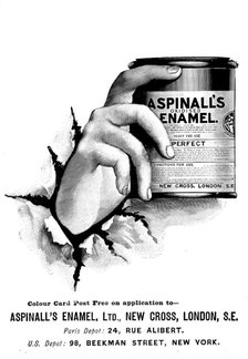 Advertisement for Aspinall's Oxidised Enamel, 1898.  Creator: Unknown.
