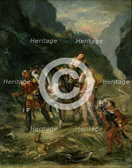 Angelica and the wounded Medoro, ca 1860. Artist: Delacroix, Eugène (1798-1863)