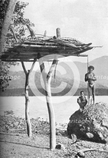 Mortuary platform in New Guinea, 1902. Artist: W Lindt.
