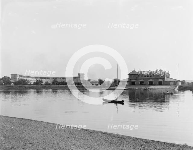 The Stadium and University Boat House, Cambridge, Mass., c.between 1910 and 1920. Creator: Unknown.