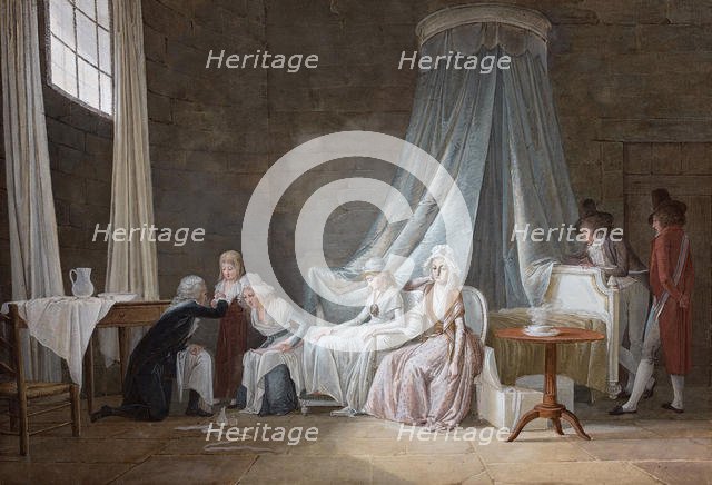 Madame Royale healed by Brunier on January 24th 1793. The royal family at the Temple Prison. Creator: Mallet, Jean-Baptiste (1759-1835).