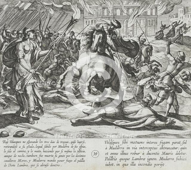 Ruy Velazquez Attempts to Escape and is Slain by Mudarra, 1612. Creator: Antonio Tempesta.
