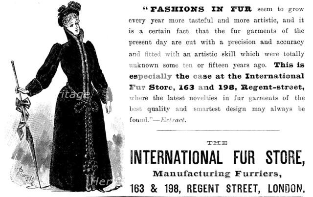 Advertisement for the International Fur Store, 1890. Creator: Unknown.