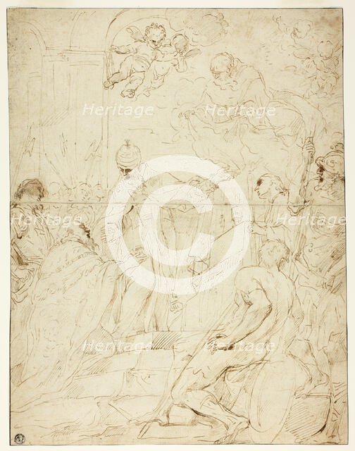 Saint Appearing to Ruler (recto), n.d. Creator: Pietro Novelli.