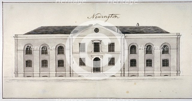 Elevation of the Sessions House on Newington Causeway, Southwark, London, c1825. Artist: Anon