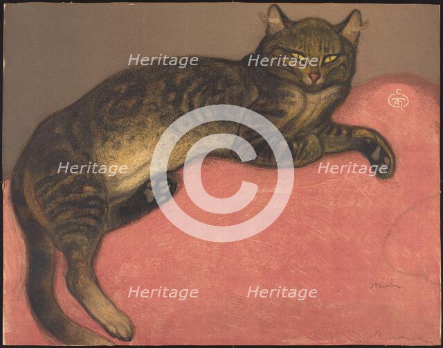 Winter: Cat on a Cushion (L'hiver: Chat sur un coussin), late 19th-early 20th century. Creator: Theophile Alexandre Steinlen.