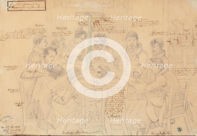 An evening of art at Senator Franz Brentano's, 1820. Creator: Ludwig Emil Grimm.