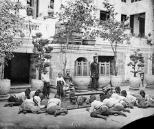 Prince Chulalongkorn of Siam [Thailand] (seated, centre), with Prince Bhanugrangsi Savan..., 1866. Creator: John Thomson.
