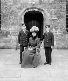 The Princess of Wales with Prince Edward and Prince Albert, Barton Manor, Isle of Wight, 1909. Creator: Kirk & Sons of Cowes.