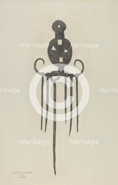 Skewers and Holder, c. 1940. Creators: Albert Taxson, Jacob Lipkin.