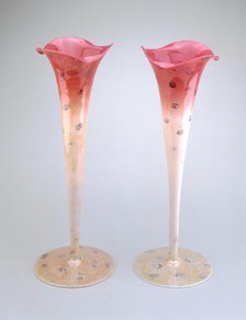 Pair of Agata Vases, c. 1887. Creator: New England Glass Company.