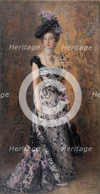 L'élégante aux orchidées, 1900. Artist: Makovsky, Konstantin Yegorovich (1839-1915)