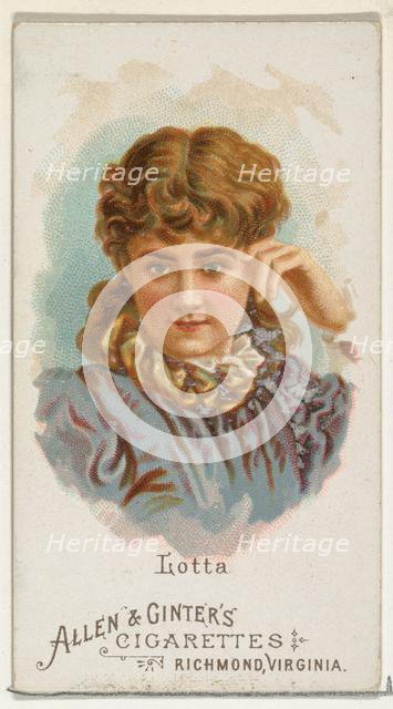 Lotta, from World's Beauties, Series 1 (N26) for Allen & Ginter Cigarettes, 1888., 1888. Creator: Allen & Ginter.