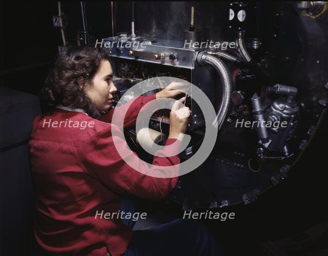 Switch boxes on the firewalls of B-25 bombers... North American Aviation, Inglewood, Calif., 1942. Creator: Alfred T Palmer.