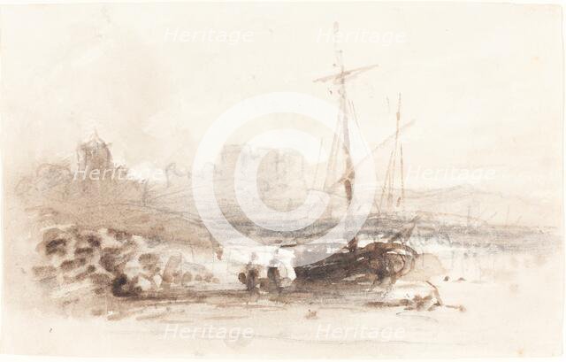 Sailboat on a Beach, first half 19th century. Creator: John Varley I.