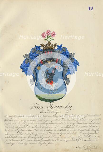 Coat of arms of the Revicka family, 1904-1910. Creator: Adolf Medzihradsky.