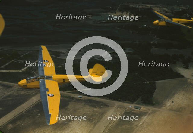 Marine Corps gliders in flight out of Parris Island, S.C., 1942. Creator: Alfred T Palmer.