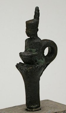 Statuette of the Goddess Neith Sitting on a Lotus, Egypt, Late Period (664-332 BCE). Creator: Unknown.