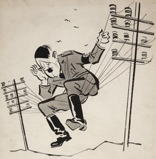 'You never know who's on the wires! Be careful what you say', WWII poster, between 1939 and 1946. Creator: Central Office of Information.