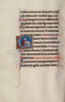 Initial C: A Priest Praying at an Altar; Bute Psalter, text and illumination about 1285. Creator: Bute Master.