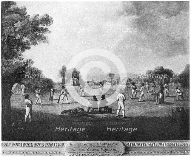 A cricket match, 18th century (1912).Artist: George Morland