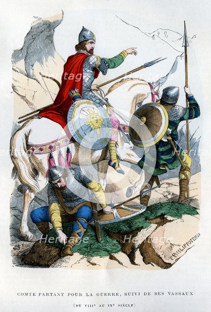 Frankish count leaving for war, 8th-9th century (1882-1884). Artist: Felix Henri Emmanuel Philippoteaux