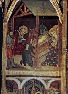 Sigena Altarpiece. Table of the Adoration of the Shepherds, 1375. It comes from the Monastery of …