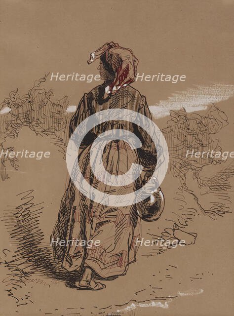 Peasant Woman with Jar, 1852-1866. Creator: Paul Gavarni.