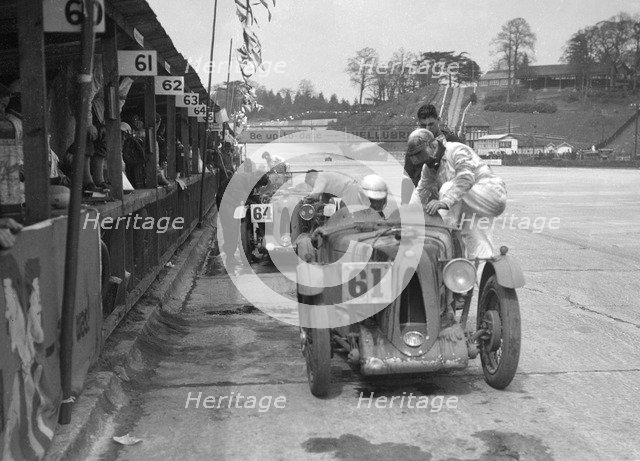 MG C types at the JCC Double Twelve race, Brooklands, 8/9 May 1931. Artist: Bill Brunell.
