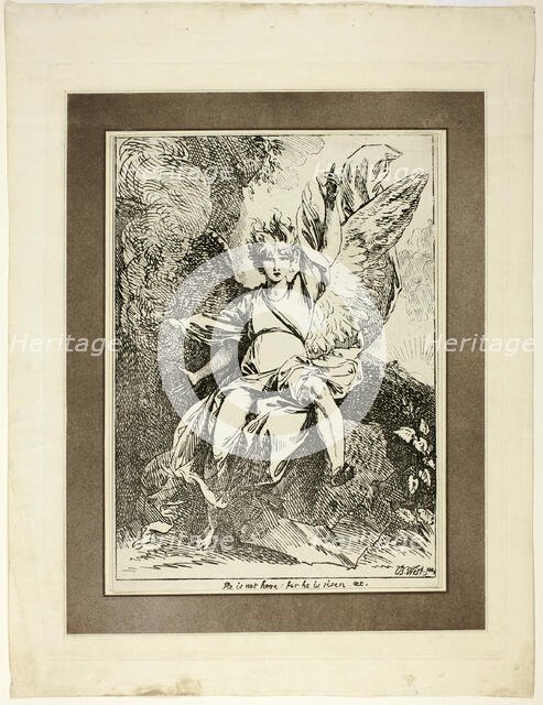 Angel of the Resurrection, from the first issue of Specimens of Polyautography, 1801, pub 1803. Creator: Benjamin West.