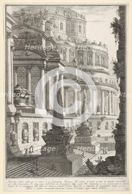 Plate 3: 'Ancient mausoleum erected for the ashes of a Roman emperor' (Mausoleo antico ere..., 1743. Creator: Giovanni Battista Piranesi.