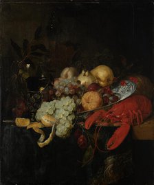 Still Life with Fruit and Lobster, c1655-1660. Creator: Pieter de Ring.
