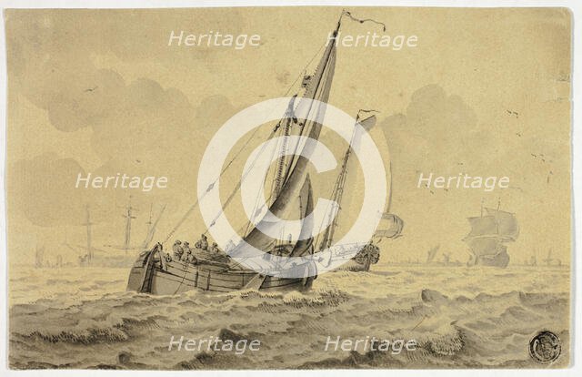 Boats in Full Sail, n.d. Creator: Cornelis Ouboter van der Grient.