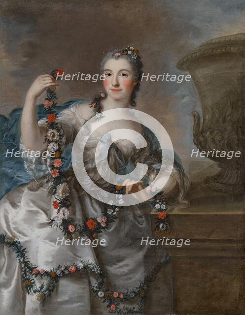 Portrait of a Woman as Flora. Creator: Loir, Marianne (1715-1769).