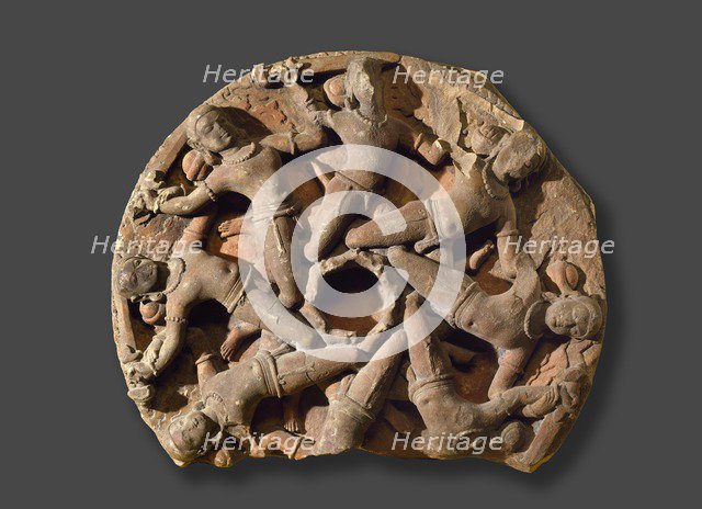 Boss from a temple ceiling with circle of flying warriors, late 8th century-early 9th century Artist: Unknown.