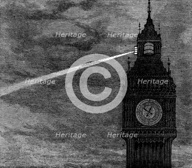 Light on the clock-tower, Houses of Parliament, 1873. Creator: Unknown.