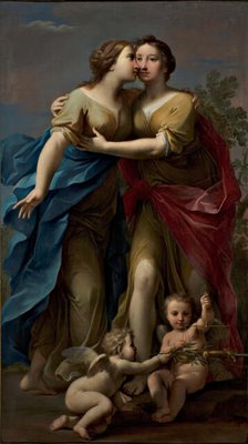 Justice and Peace Embracing, 1715-1717. Creator: Franceschini, Marcantonio (1648-1729).