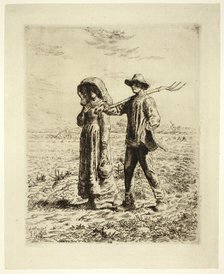Peasants Going to Work, 1863. Creator: Jean Francois Millet.