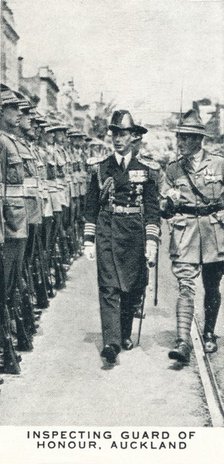'Inspecting Guard of Honour, Auckland', 1927 (1937). Artist: Unknown.