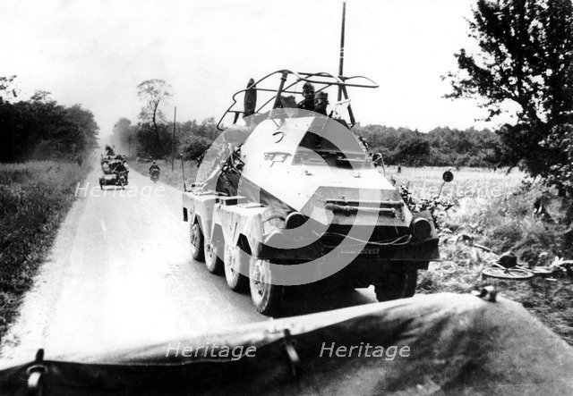 German armoured car during the advance on Paris, May-June 1940. Artist: Unknown