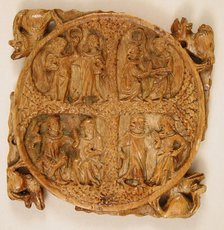 Mirror Case with Lovers, French, 14th century. Creator: Unknown.