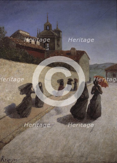  'Walk beside the church', oil on canvas by Dario Regoyos.